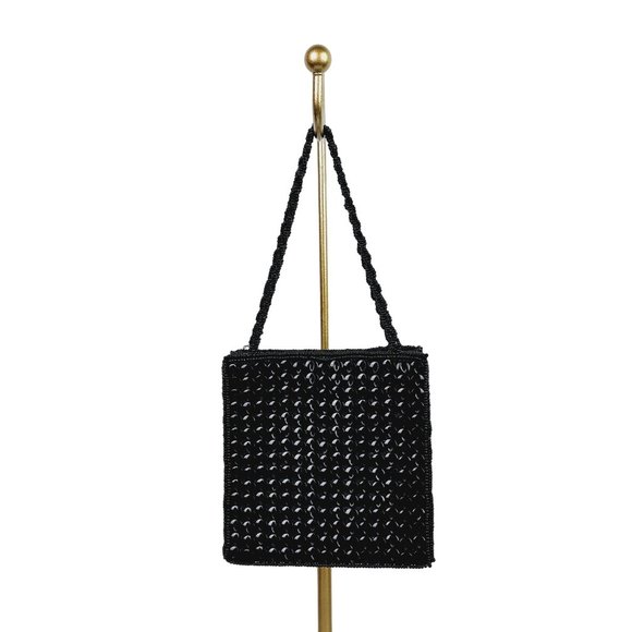 La Regale Handbags - Vintage La Regale Mini Black Square Flat Button Sequin Handbag Evening Bag